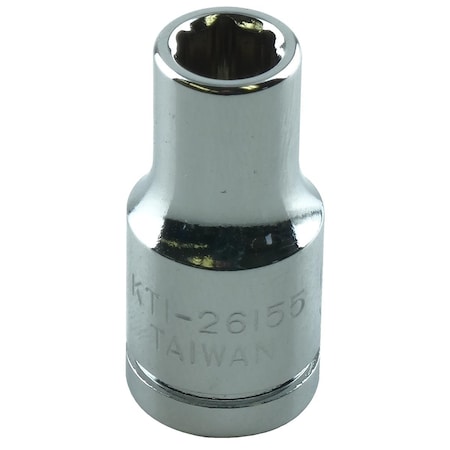 K-Tool International 1/4" Drive, 5.5mm Metric Socket, 6 Points, Standard 6Pt, Chrome 1/4"Dr, 5.5mm KTI-26155